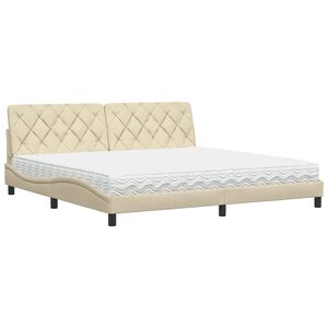 vidaXL Bed with Mattress Cream 200x200 cm Fabric