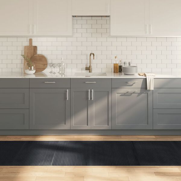 vidaXL Matta rektangul&auml;r svart 80x300 cm bambu