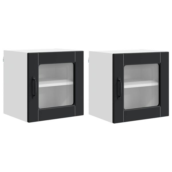 vidaXL K&ouml;kssk&aring;p med hylla 2 pcs Svart 40 x 31 x 40 cm Konstruerat tr&auml;