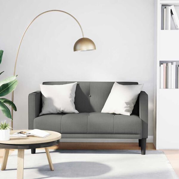 vidaXL Loveseat soffa m&ouml;rkgr&aring; 111 cm tyg