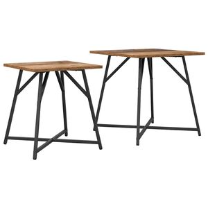vidaXL Sidobordsset 2 st Gammalt tr&auml; och svart 50 x 50 x 50 cm
