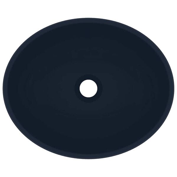 vidaXL Lyxigt ovalt handfat matt m&ouml;rkbl&aring; 40x33 cm keramik