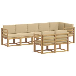 vidaXL Utomhussoffset med kudde 8 pcs Vit och Beige Polyester