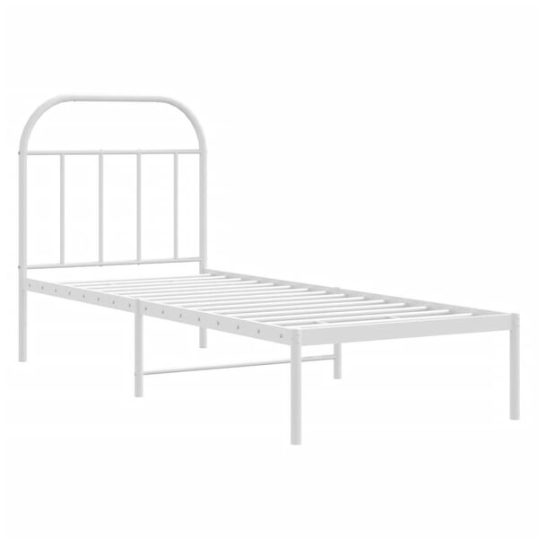 vidaXL S&auml;ngram utan madrass med huvudgavel metall vit 75x190 cm