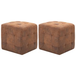 vidaXL S&auml;ngbord 2 st brun 30x30x30 cm konstmocka