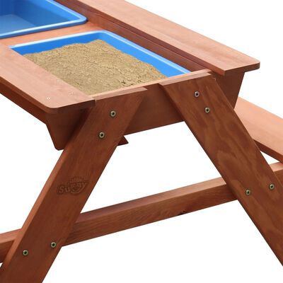 Sunny Picknickbord med sand- och vattenlåda Dave brun