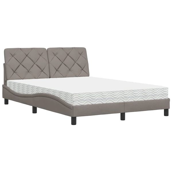 vidaXL Bed with Mattress Taupe 120x200 cm Fabric