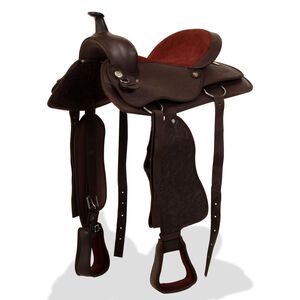 vidaXL Westernsadel tr&auml;ns&halsband &auml;kta l&auml;der 15" brun