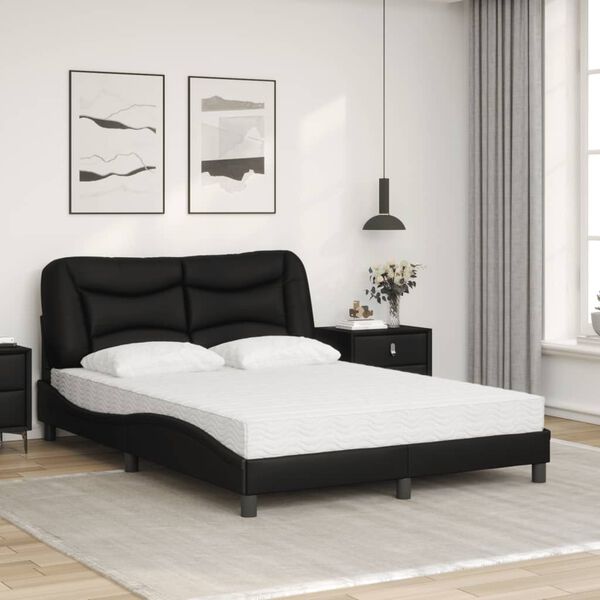vidaXL Bed with Mattress "Hvar" Black 120x200 cm Faux Leather