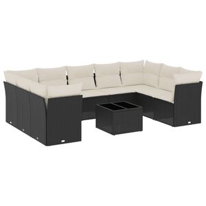vidaXL Loungegrupp 10 delar med svarta dynor konstrotting