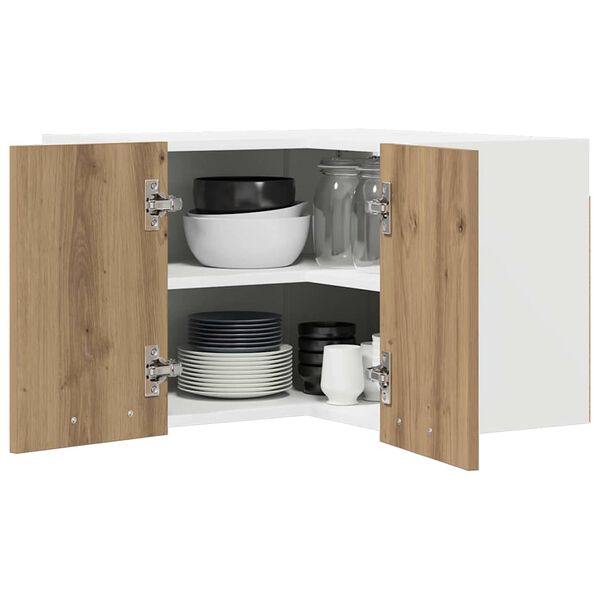 vidaXL H&auml;ngande sk&aring;p med lagring Artisan ek och vit 57 x 57 x 40 cm