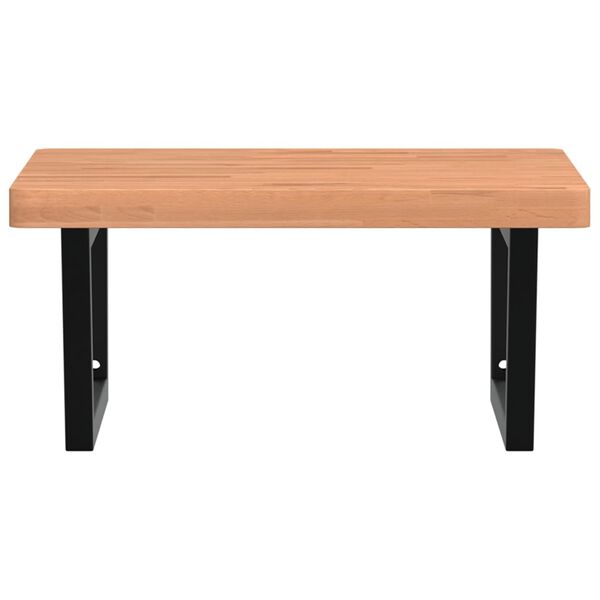 vidaXL V&auml;ggmonterad handfatshylla st&aring;l och massiv bok