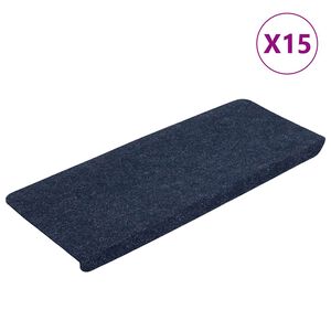 vidaXL Trappstegsmattor sj&auml;lvh&auml;ftande 15 st 65x24,5x3,5 cm bl&aring;