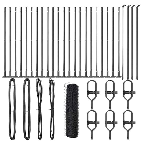 vidaXL St&auml;ngselstolpe Gr&aring; 50 x 1 m (36 mm n&auml;t) St&aring;l och PVC