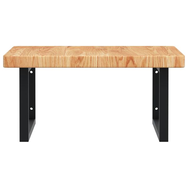 vidaXL V&auml;ggmonterad handfatshylla st&aring;l och massiv ek