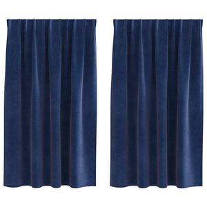 vidaXL M&ouml;rkl&auml;ggningsgardiner 2 st M&ouml;rkbl&aring; 140 x 140 cm Sammet