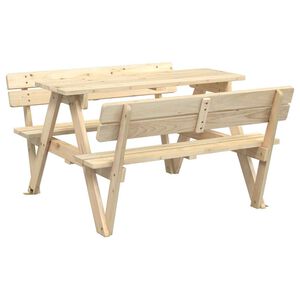 vidaXL Picknickbord med parasollh&aring;l f&ouml;r 4 barn massivt grantr&auml;