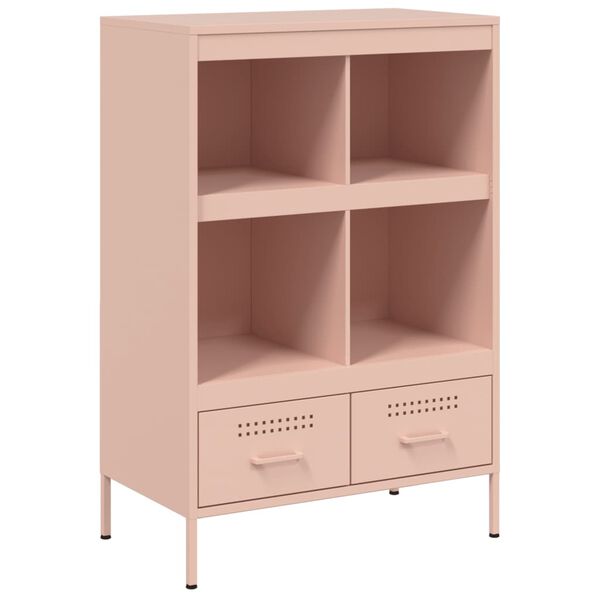vidaXL Högskåp rosa 68x39x101,5 cm stål