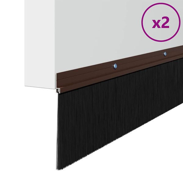 vidaXL Skruvmonterade dörrborsttätningslister 2 pcs Brun 100 cm