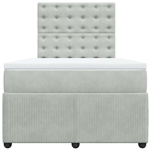 vidaXL Rams&auml;ng med madrass ljusgr&aring; 120x200 cm sammet