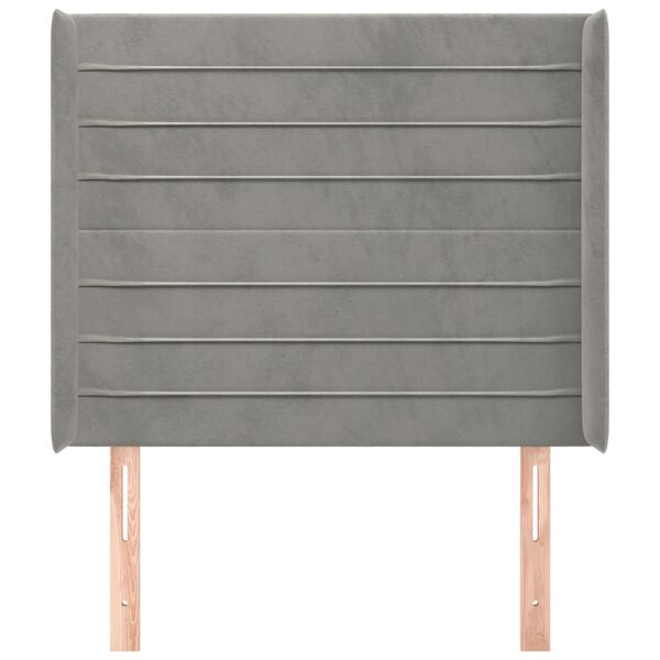 vidaXL S&auml;nggavel med kanter ljusgr&aring; 103x16x118/128 cm sammet