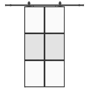 vidaXL Skjutd&ouml;rr med beslag svart 102,5x205 cm h&auml;rdat glas