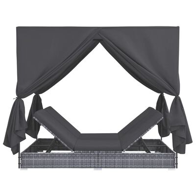 vidaXL Solsäng med gardiner konstrotting grå
