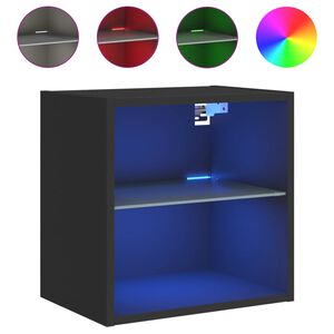 vidaXL V&auml;ggmonterade s&auml;ngbord med LED-lampor 2 st svart