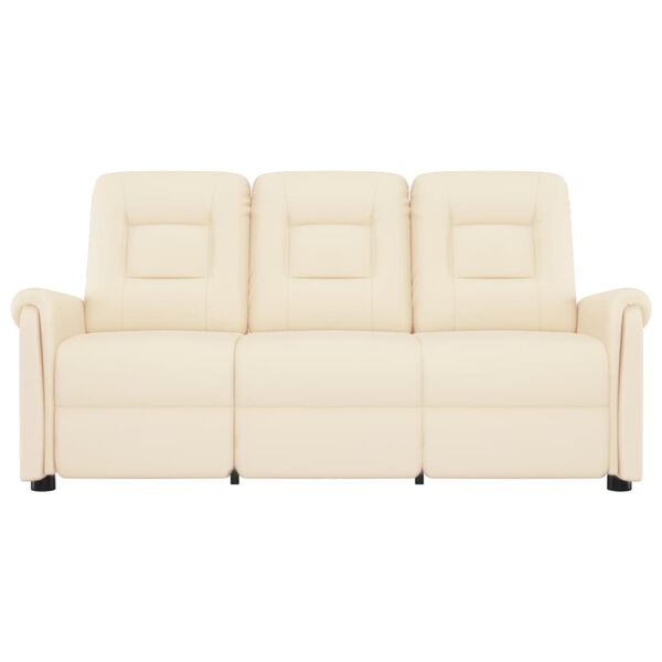 vidaXL Massagefåtölj 3-sits gräddvit konstläder