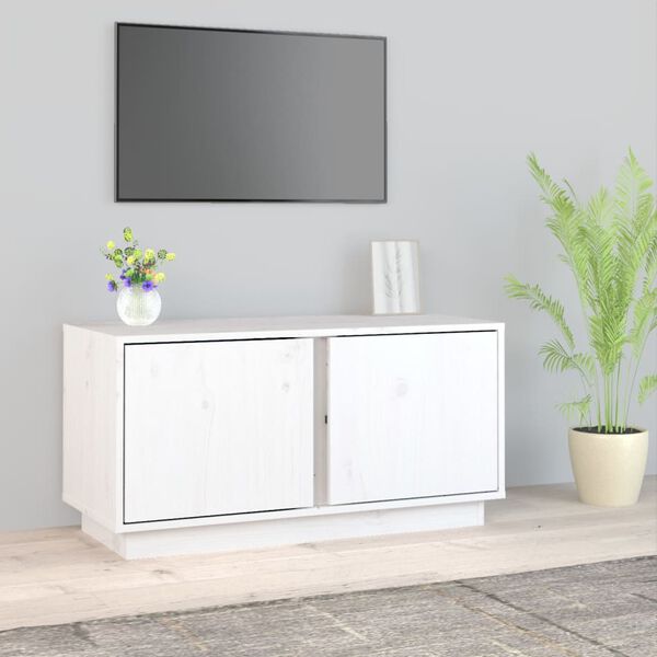 vidaXL Tv-bänk vit 80x35x40,5 cm massiv furu