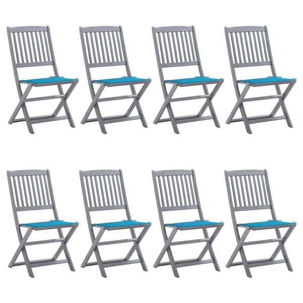 vidaXL Hopf&auml;llbara tr&auml;dg&aring;rdsstolar 8 st med dynor massivt akaciatr&auml;