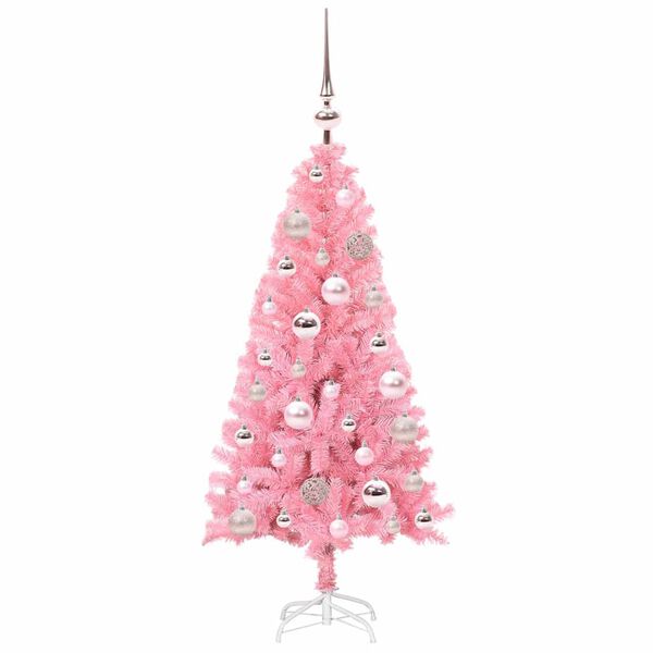 vidaXL Julgran med 150 LED-lampor med stativ Rosa 120 cm PVC