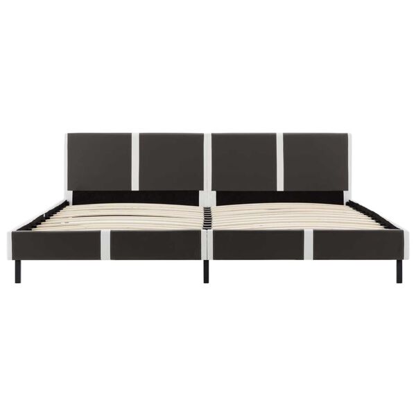 vidaXL S&auml;ng med madrass gr&aring; och vit konstl&auml;der 180x200 cm