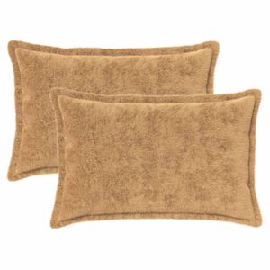vidaXL Kudd&ouml;verdrag 2 st HOUTEN Taupe 30 x 50 cm Faux Kaninp&auml;ls
