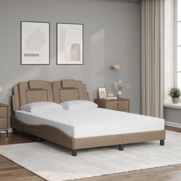 vidaXL Bed "Viana" with Mattress Cappuccino 120x200 cm Faux Leather