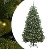 vidaXL Konstgjord julgran 180 cm 300 LED-lampor Varmvit PVC och st&aring;l