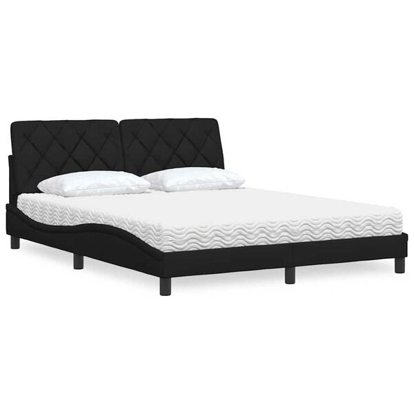 vidaXL Bed with Mattress Black 160x200 cm Fabric