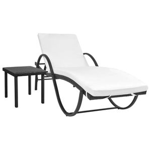 vidaXL Sols&auml;ng med dyna & bord konstrotting svart