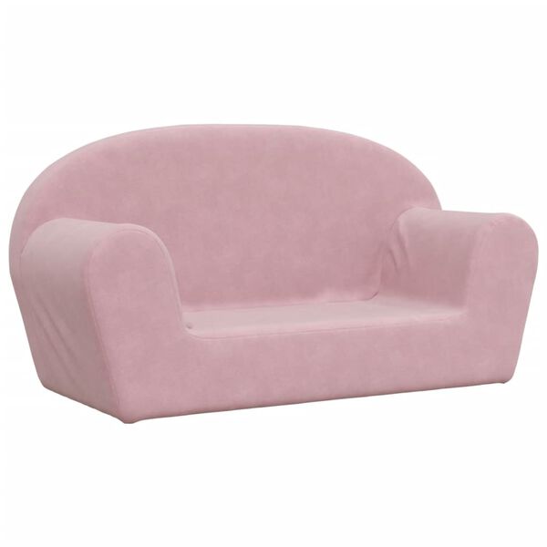 vidaXL Barnsoffa 2-sits rosa mjuk plysch