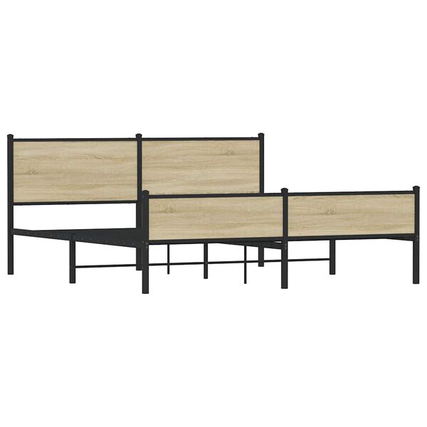 vidaXL Sängram utan madrass metall sonoma-ek 183x213 cm