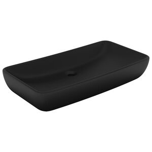 vidaXL Lyxigt rektangul&auml;rt handfat matt svart 71x38 cm keramik