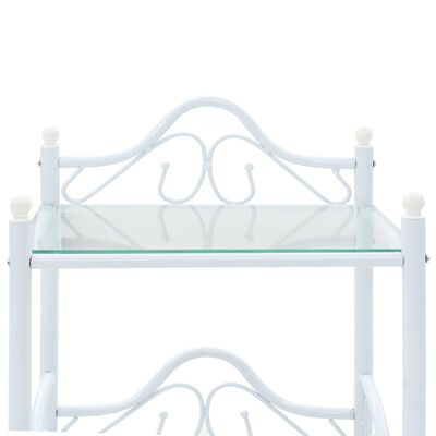 vidaXL Sängbord 2 st stål och härdat glas 45x30,5x60 cm vit