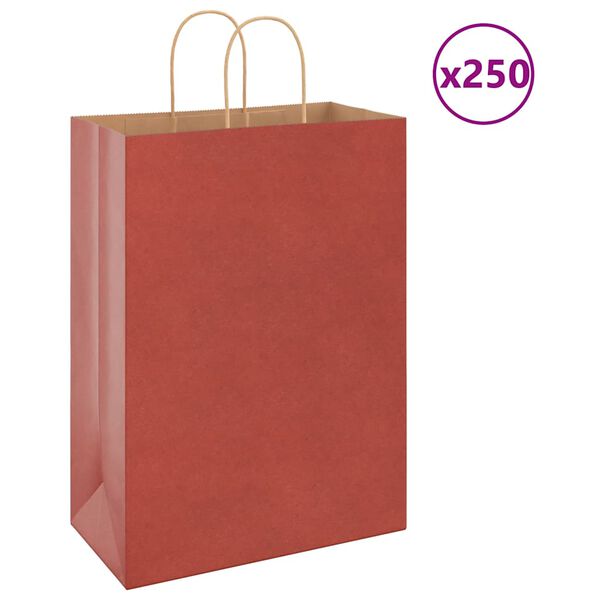 vidaXL Pappersp&aring;sar 250 st med handtag r&ouml;d 32x17x44 cm