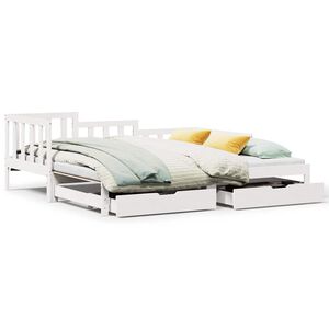 vidaXL Dagb&auml;dd utdragbar med l&aring;dor utan madrass vit 90x190 cm
