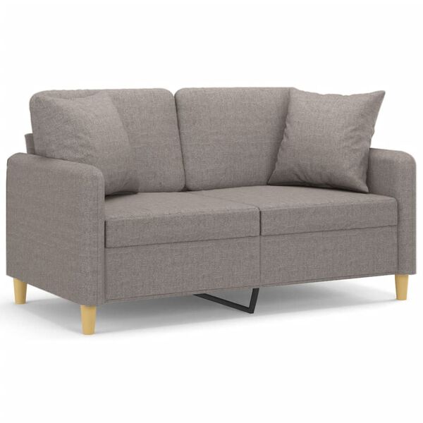 vidaXL 2-sits soffa med prydnadskuddar taupe 120 cm tyg