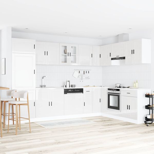 vidaXL Diskb&auml;nkssk&aring;p med lagring Porto 2 pcs Vit Konstruerat tr&auml;