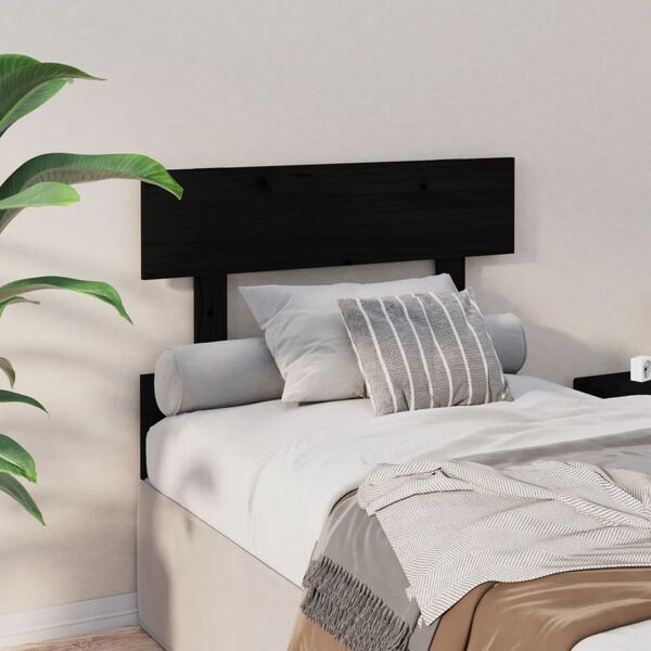 vidaXL Sänggavel svart 93,5x3x81 cm massiv furu