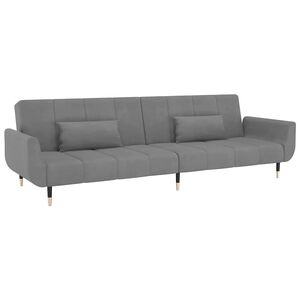 vidaXL B&auml;ddsoffa 2-sits med tv&aring; kuddar ljusgr&aring; sammet