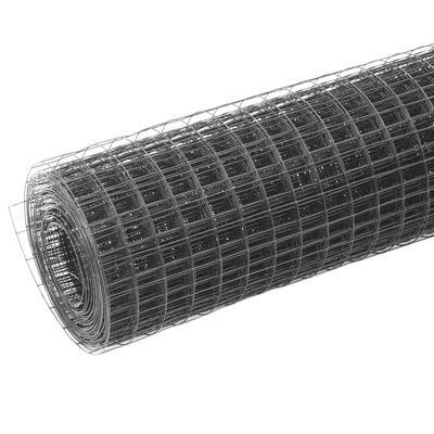 vidaXL Hönsnät stål med PVC-beläggning 25x0,5 m grå