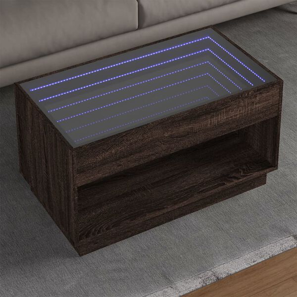 vidaXL Soffbord med Infinity LEDs brun ek 90x50x50 cm